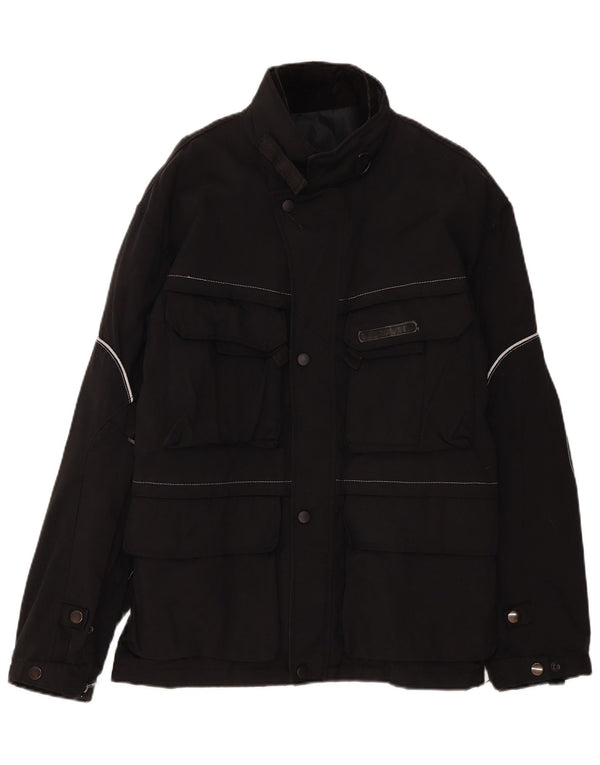 Vintage Herren Racer Jacke UK 38 Mittelschwarzes Nylon