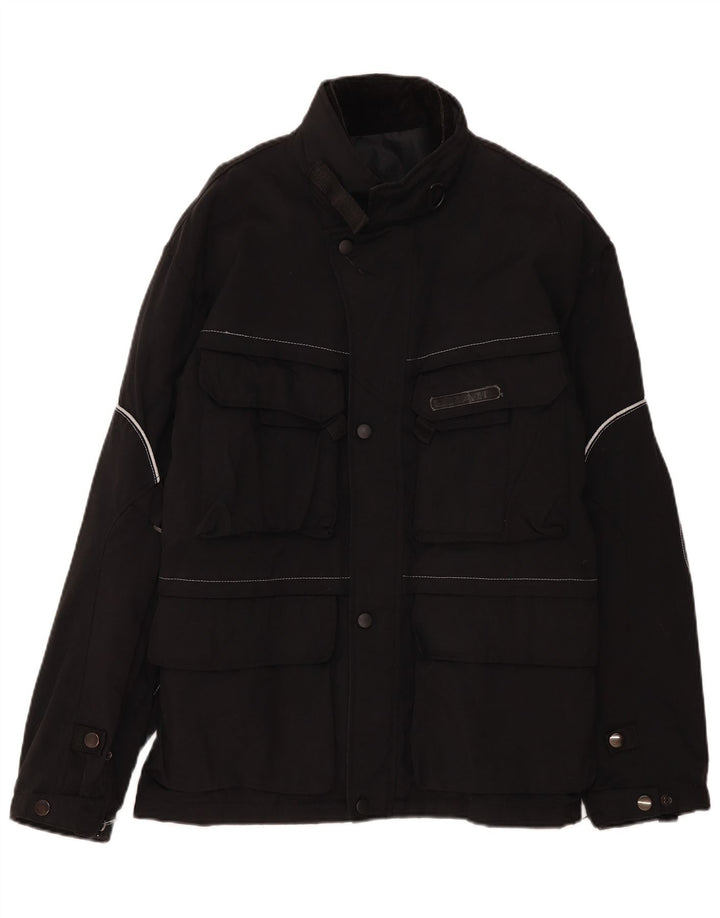 Vintage Herren Racer Jacke UK 38 Mittelschwarzes Nylon
