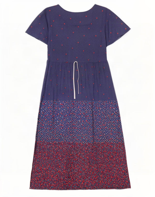 Vintage Damen Maxikleid UK 10 Kleine blaue geblümte Baumwolle