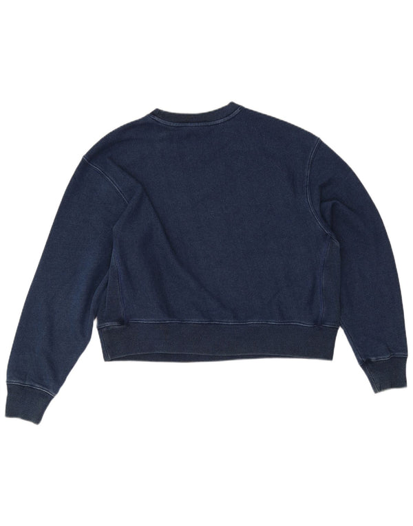 Champion Damen Crop Oversized Sweatshirt Pullover UK 14 Medium Marineblau