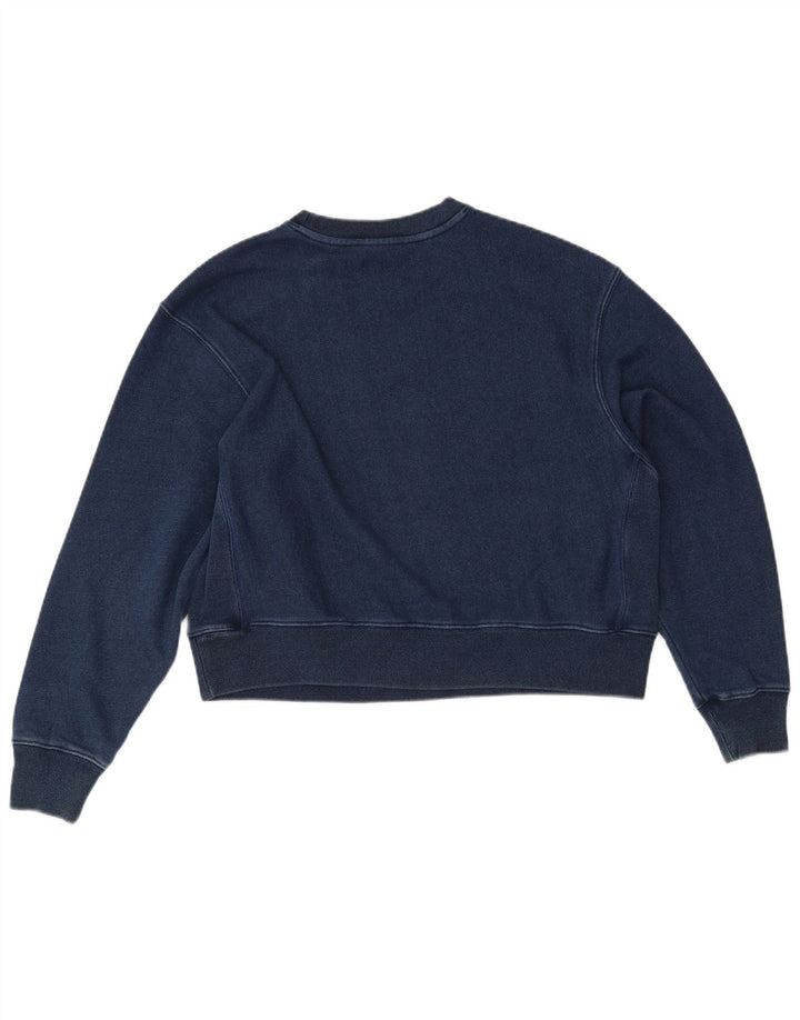 Champion Damen Crop Oversized Sweatshirt Pullover UK 14 Medium Marineblau