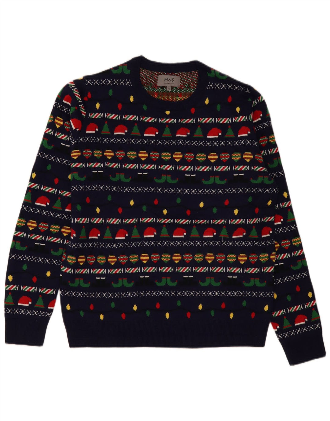 Marks & Spencer Herren-Pullover mit Rundhalsausschnitt, mittelgroß, Marineblau, Weihnachten