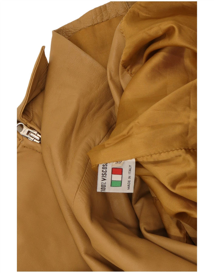 VINTAGE Damen Lederjacke IT 52 2XL Beige Leder