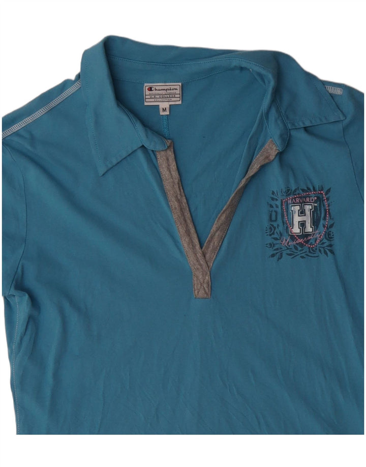 Champion Womens Harvard University Poloshirt UK 12 Mittelblaue Baumwolle