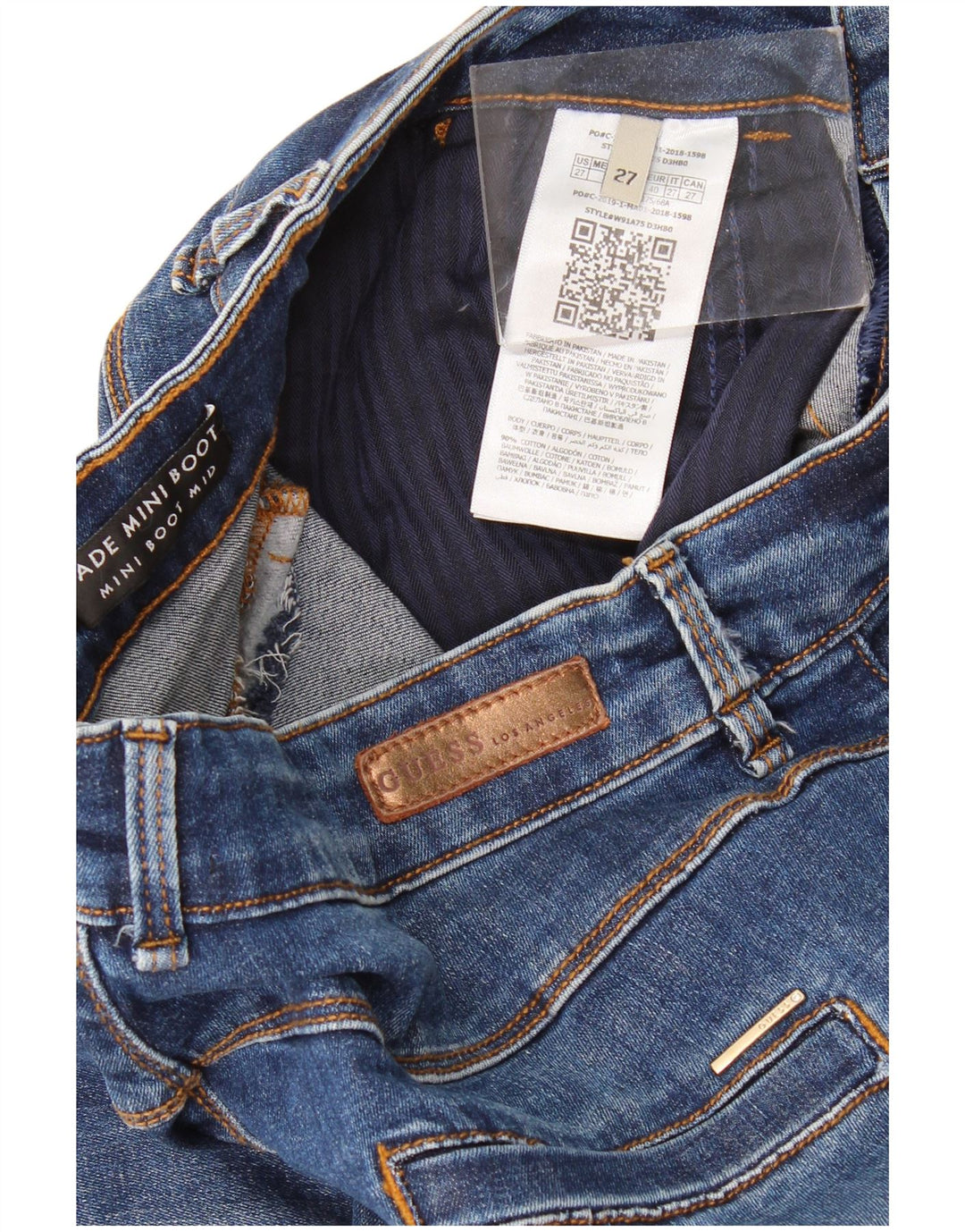 Guess Damen Jade Mid Rise Bootcut Jeans W27 L32 Blaue Baumwolle