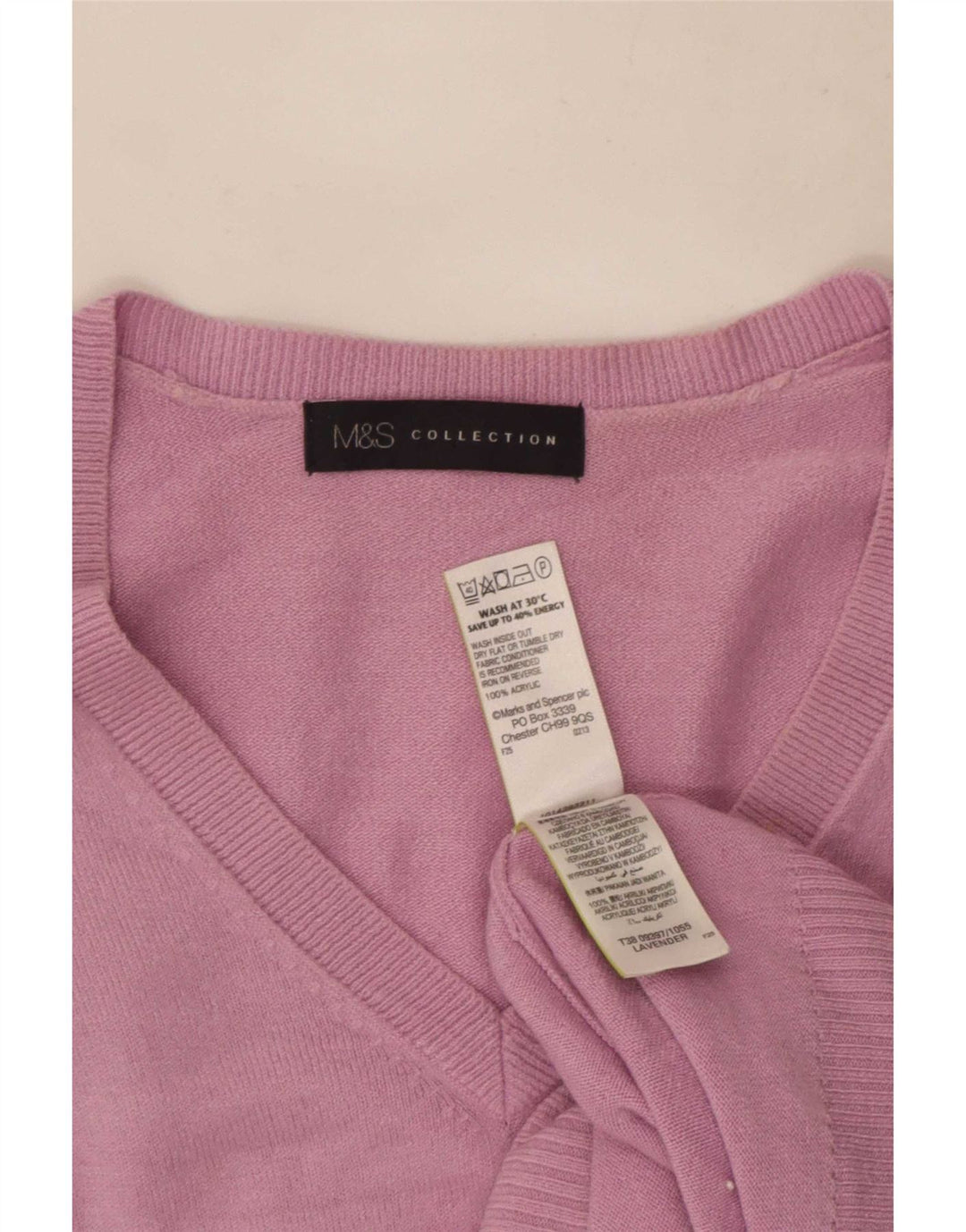 Marks & Spencer Damen-Pullover mit V-Ausschnitt, UK 12, Mittelviolett, Acryl