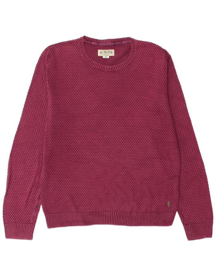 Marlboro Classics Herren-Pullover mit Rundhalsausschnitt, Größe L, Burgunderrot