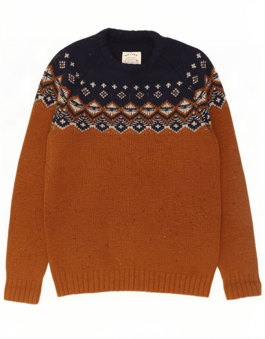 Fat Face Herren-Pullover mit Rundhalsausschnitt, kleine braune Fair-Isle-Wolle