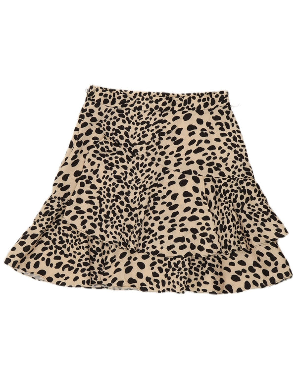 Karen Millen Damen A-Linienrock UK 8 Small W26 Beige Animal Print