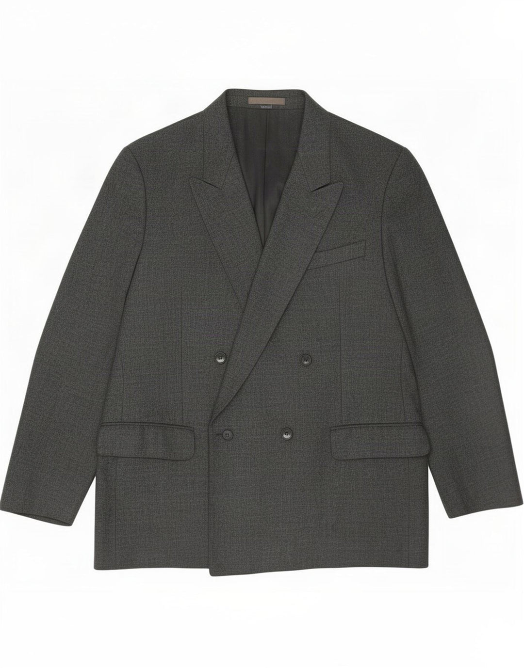 Vintage Herren Zweireiher Blazer Jacke IT 54 2XL Graue Schurwolle