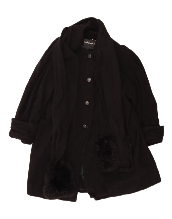 Louis Feraud Damenmantel UK 14 Large Schwarzer Schurwolle-Klassiker