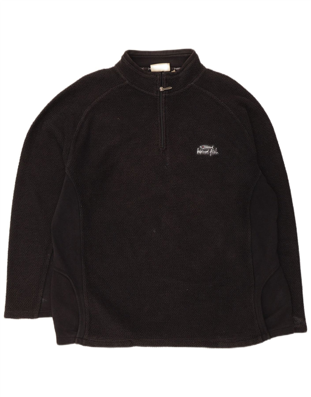 Weird Fish Herren-Sweatshirt mit Reißverschluss, XL, schwarze Baumwolle