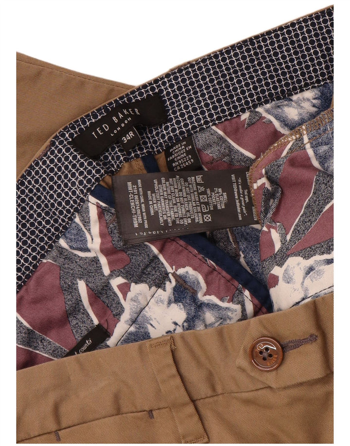 TED BAKER Herren-Anzughose, gerade, B34, L27, braun, Baumwolle