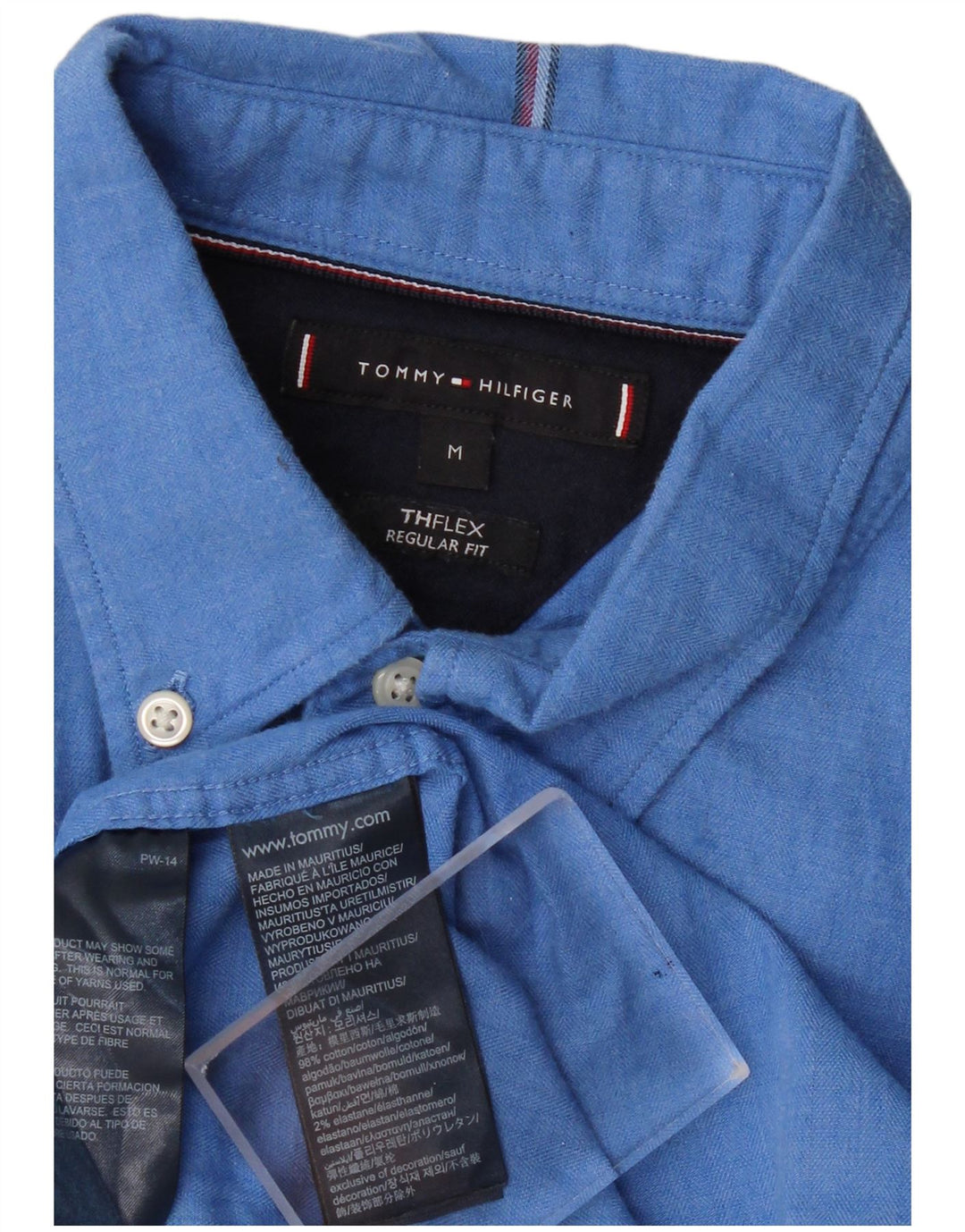 TOMMY HILFIGER Herren-Hemd mit normaler Passform, mittelblaue Baumwolle