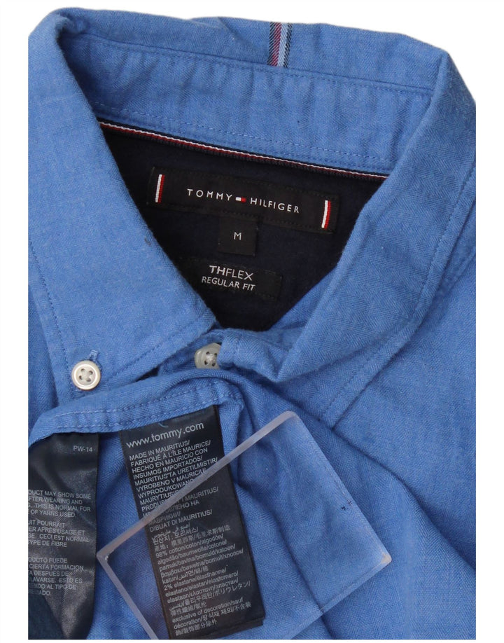 TOMMY HILFIGER Herren-Hemd mit normaler Passform, mittelblaue Baumwolle
