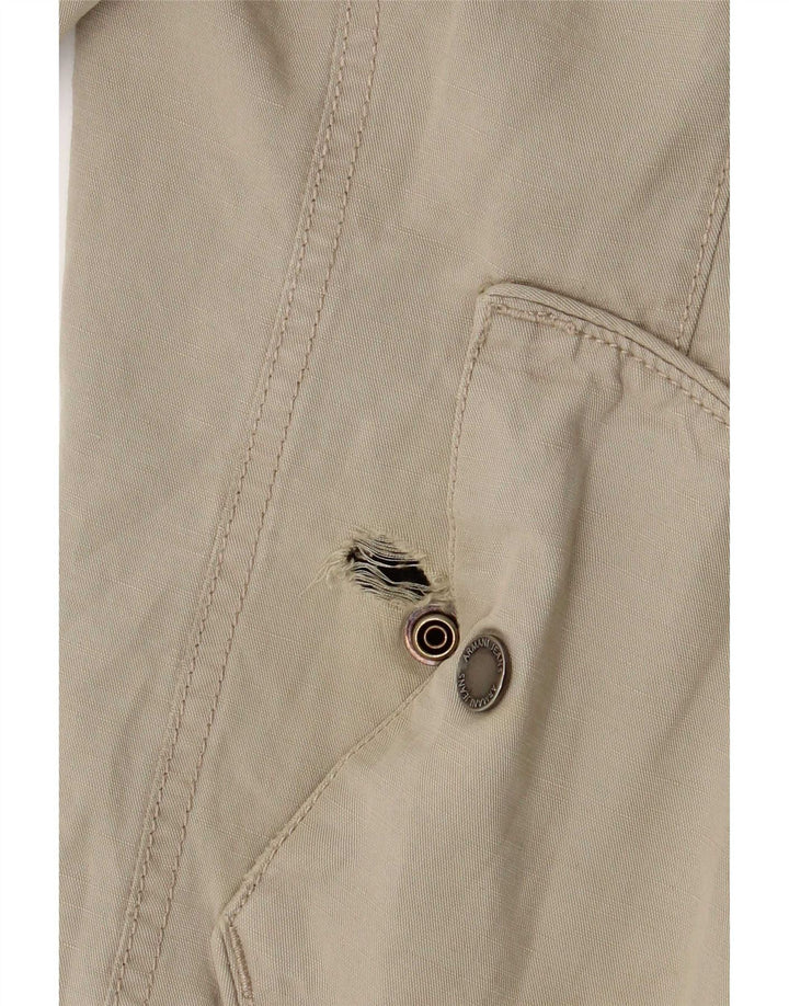 Armani Jeans Herren-Bomberjacke mit Kapuze, EU 50, mittelbeige Baumwolle