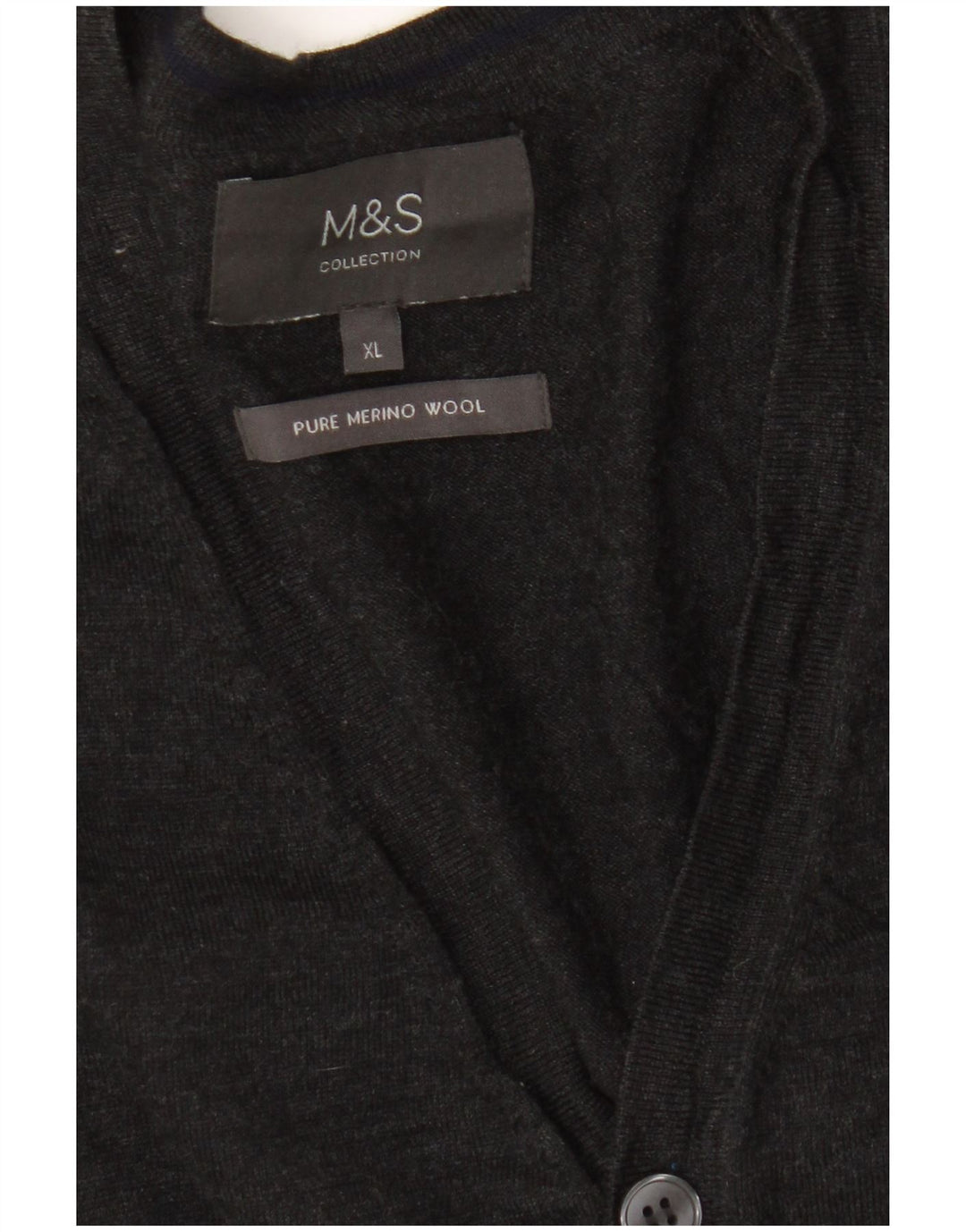 Marks & Spencer Herren Strickjacke XL Grau Merinowolle