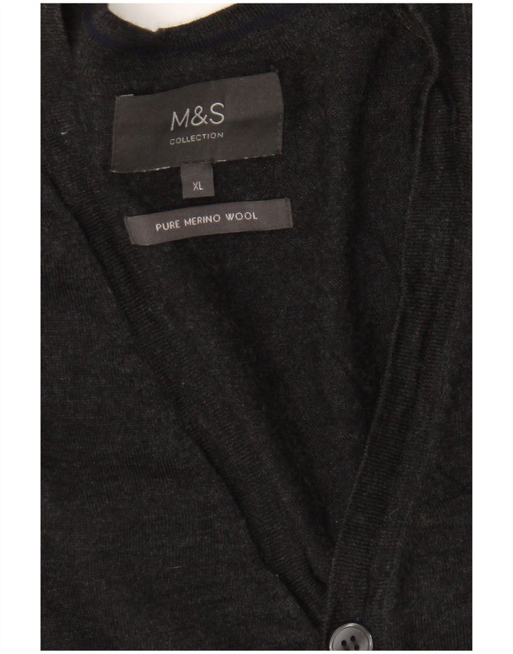 Marks & Spencer Herren Strickjacke XL Grau Merinowolle