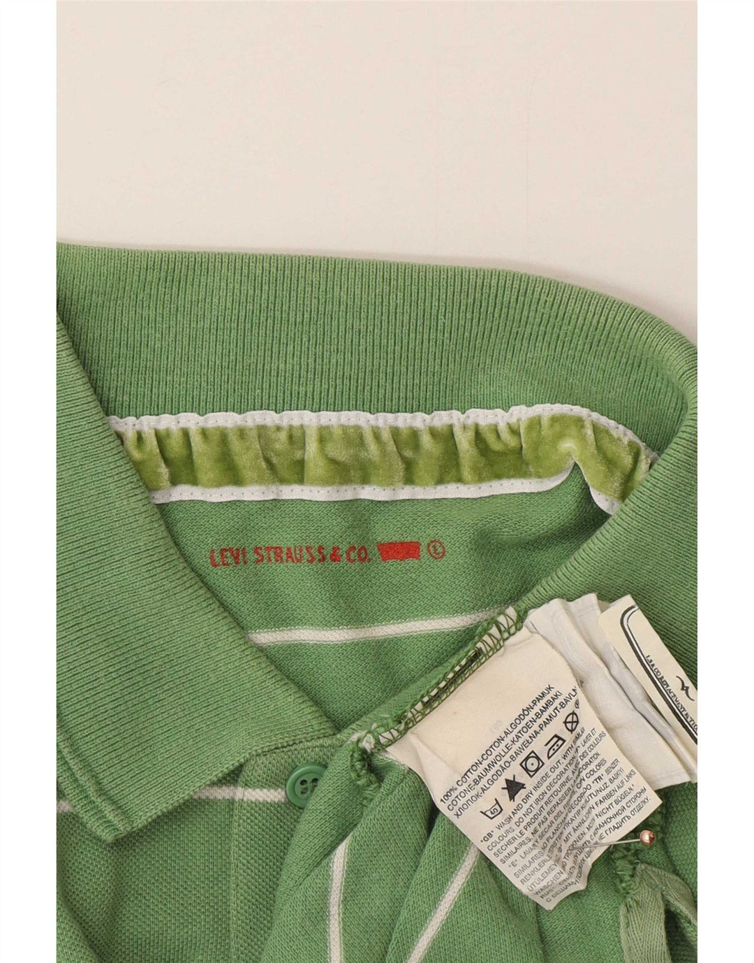 Levi's Herren-Poloshirt mit Grafik, groß, grün gestreift, Baumwolle
