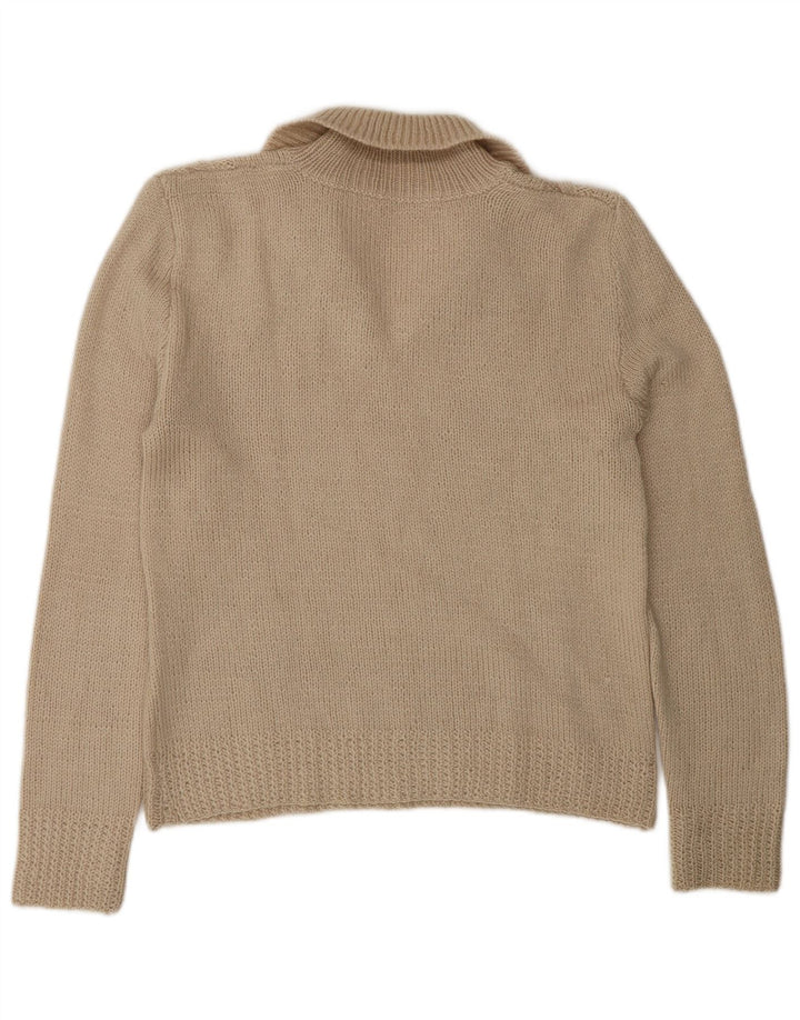Vintage Damen Rollkragenpullover Pullover UK 14 Medium Beige