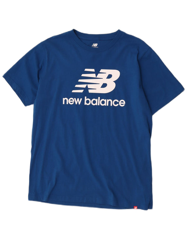 New Balance Herren Grafik T-Shirt Top XL Blau Baumwolle