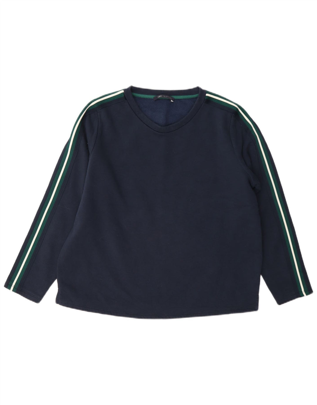 Marks & Spencer Damen-Sweatshirt-Pullover UK 12 Mittelmarineblaue Baumwolle
