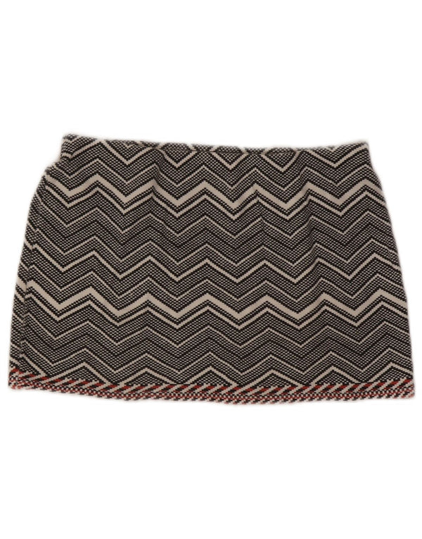 Zara Damen Trafaluc Minirock Medium W28 Grau Chevron