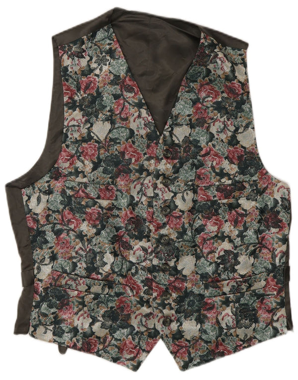 Vintage Herrenweste IT 46 Kleines mehrfarbiges Blumenmuster