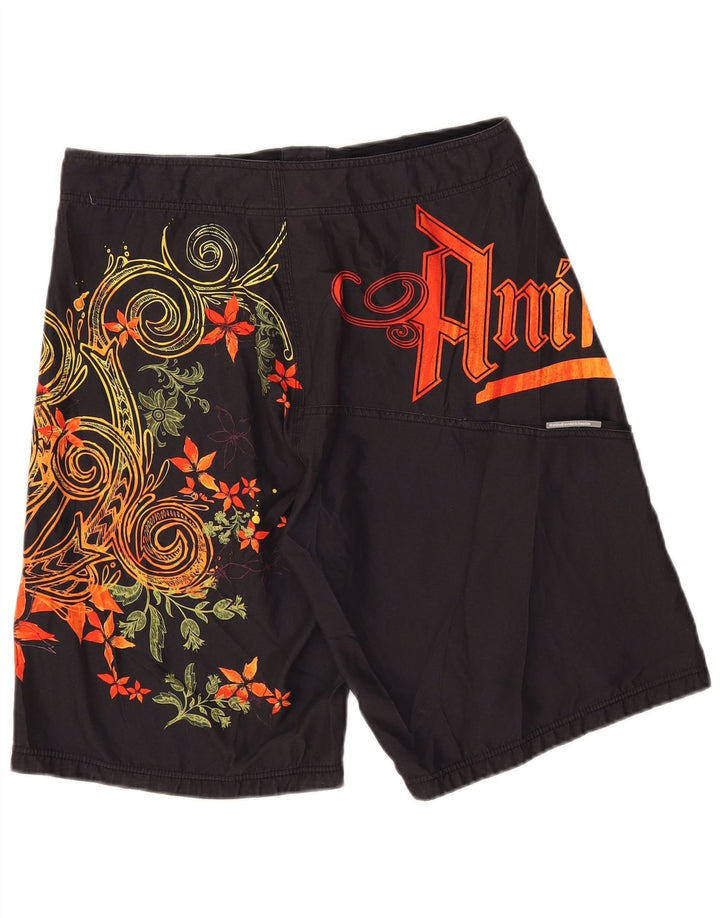 Animal Herren-Badeshorts mit Grafik, Mittelschwarz, Blumenmuster, Polyester