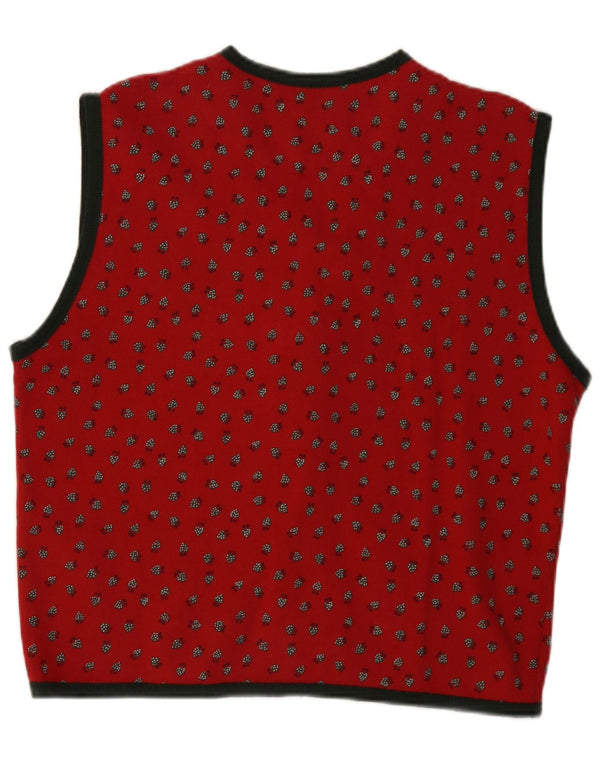 Naj Oleari Ärmelloser Damen-Cardigan-Pullover UK 16 Large Red Spotted
