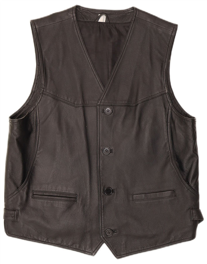 Vintage Herren Lederweste Mittelschwarzes Leder