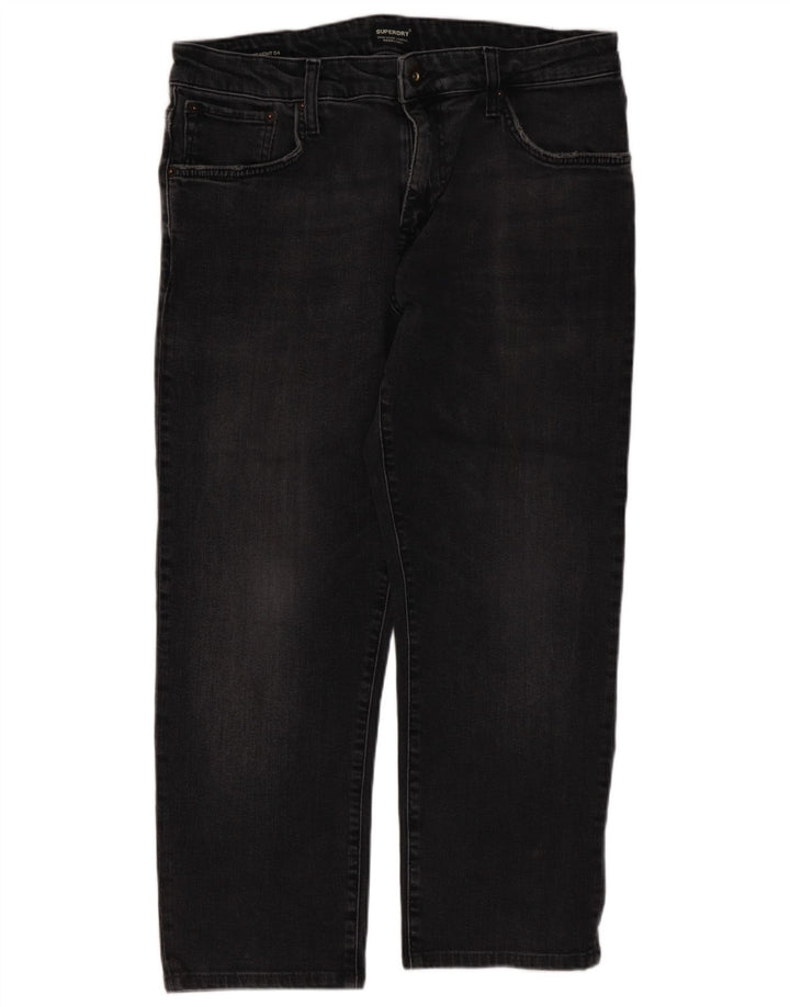 Superdry Herren verkürzte Jeans W34 L24 schwarze Baumwolle