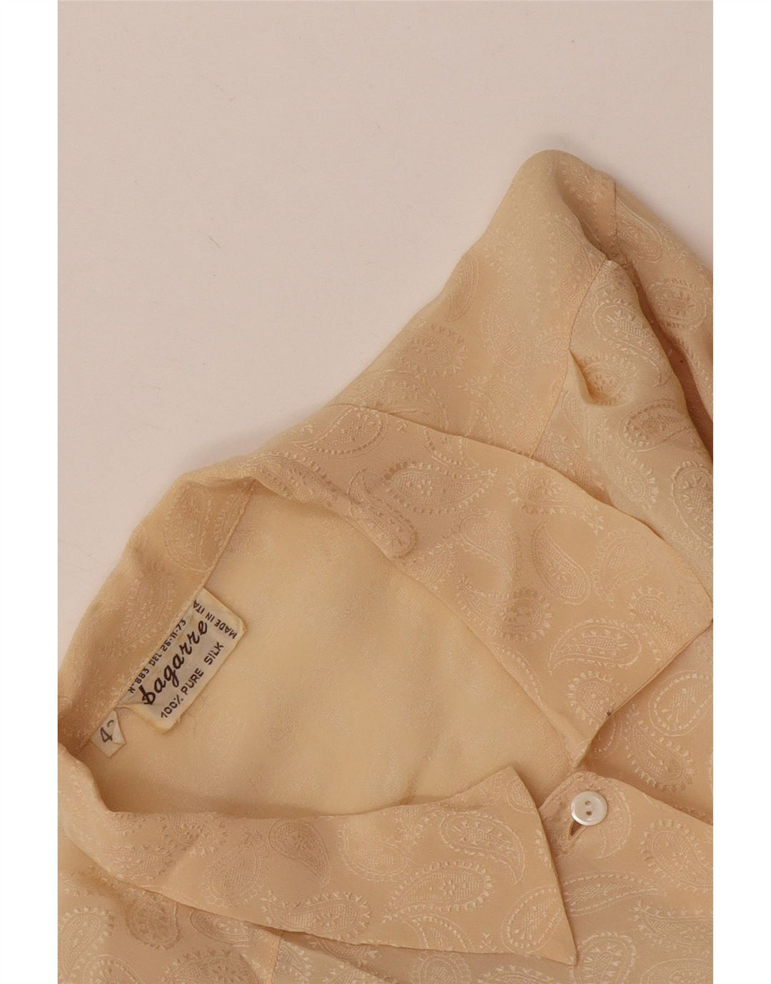 Vintage Damen Hemdbluse IT 42 Mittelbeige Seide