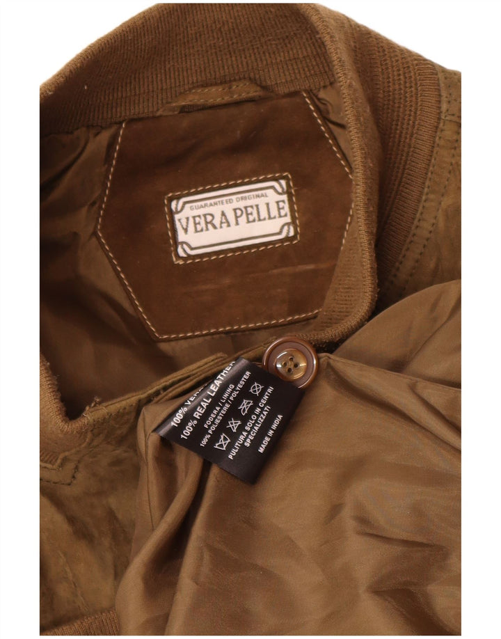Vintage Herren Wildlederjacke UK 42 XL Khaki Leder