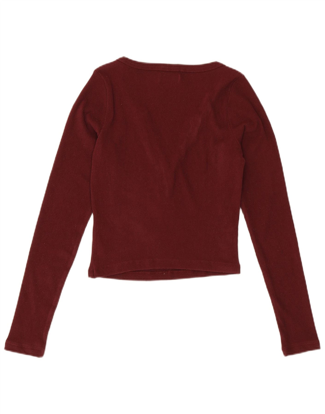 Hollister Damen Crop Top Langarm UK 8 Small Burgund Polyester