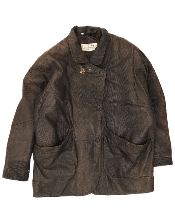 Vintage Damen Lederjacke UK 18 XL Schwarz