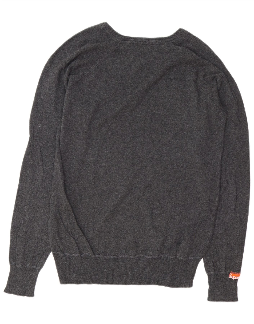 SUPERDRY Damen-Pullover mit V-Ausschnitt, UK-Größe 44, Größe L, Grau, Baumwolle