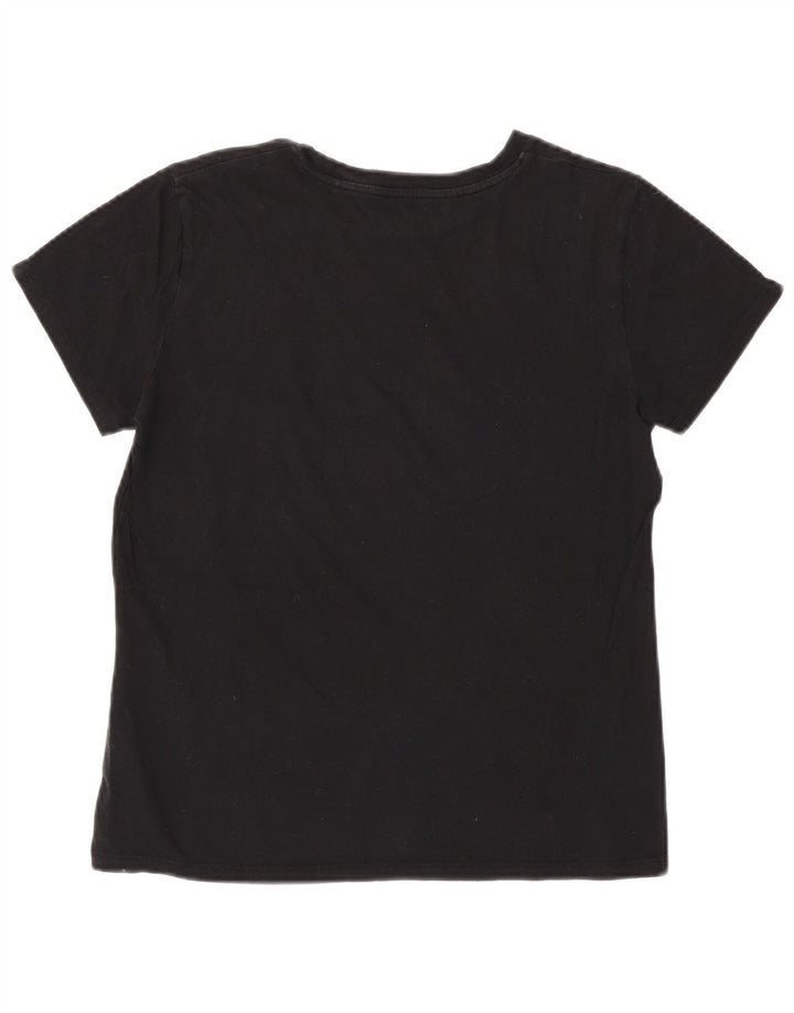 LEVI'S Damen Grafik-T-Shirt-Oberteil UK 14 Mittelschwarze Baumwolle