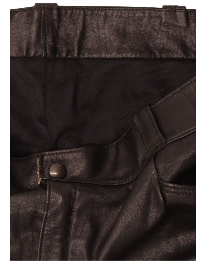 Vintage Damen gerade Lederhose W36 L31 Schwarz