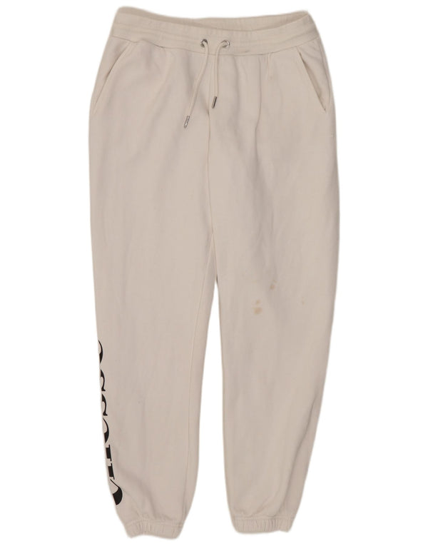 Ellesse Womens Graphic Trainingshose Jogger UK 10 Small Weiße Baumwolle