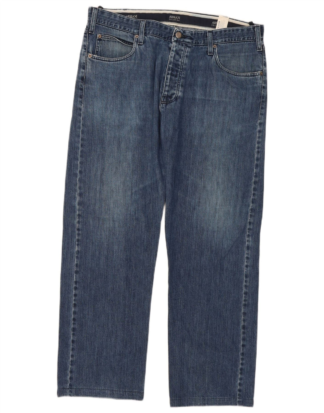Armani Herren Straight Jeans W38 L31 Blaue Baumwolle