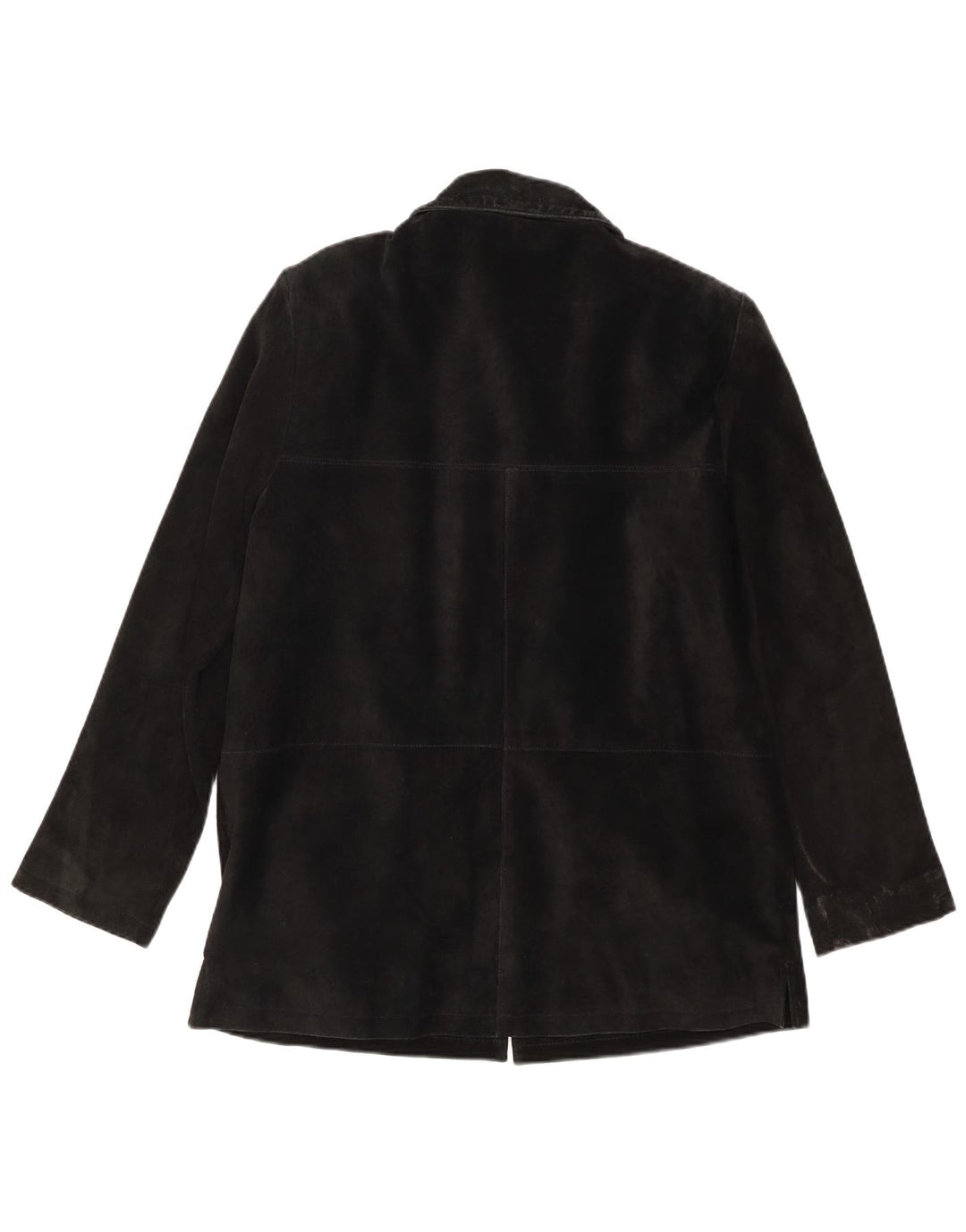 Vintage Damen Wildleder 3-Knopf-Blazerjacke Mittelschwarzes Leder