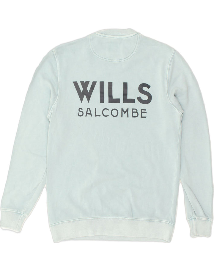 JACK WILLS Mens Garment Dyed Graphic Sweatshirt Jumper Small Blue Cotton | Vintage Jack Wills | Thrift | Second-Hand Jack Wills | Used Clothing | Messina Hembry 