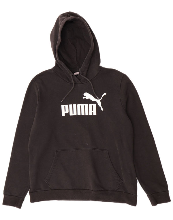 Puma Womens Graphic Hoodie Pullover UK 16 Große schwarze Baumwolle