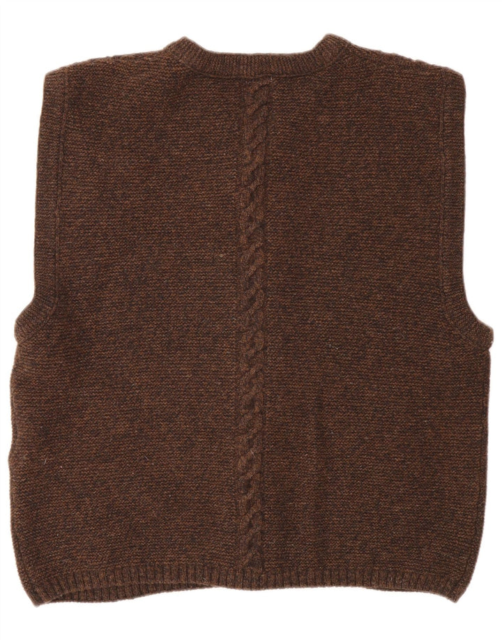 Hochland Herren-Strickjacke, ärmellos, mittelbraune Wolle