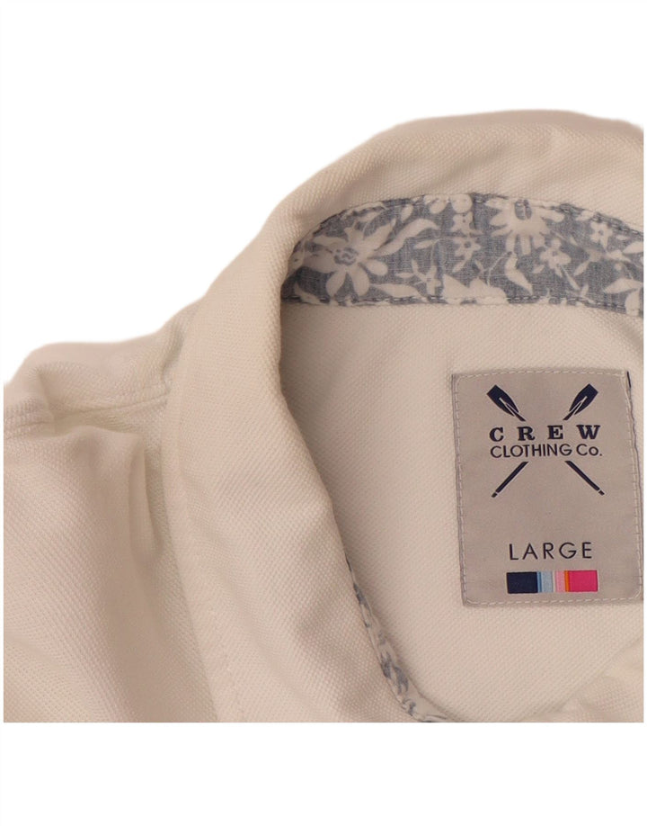 CREW CLOTHING Mens Polo Shirt Large White Cotton