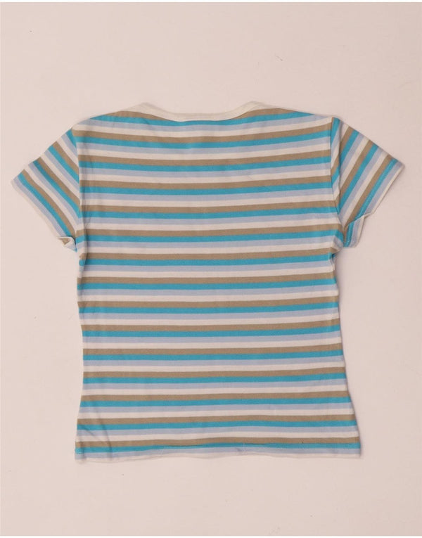 Lacoste Damen Crop T-Shirt Top Größe 38 Medium Mehrfarbig gestreift aus Baumwolle