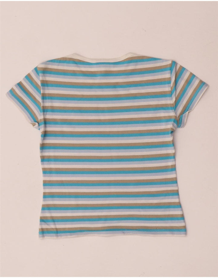 Lacoste Damen Crop T-Shirt Top Größe 38 Medium Mehrfarbig gestreift aus Baumwolle