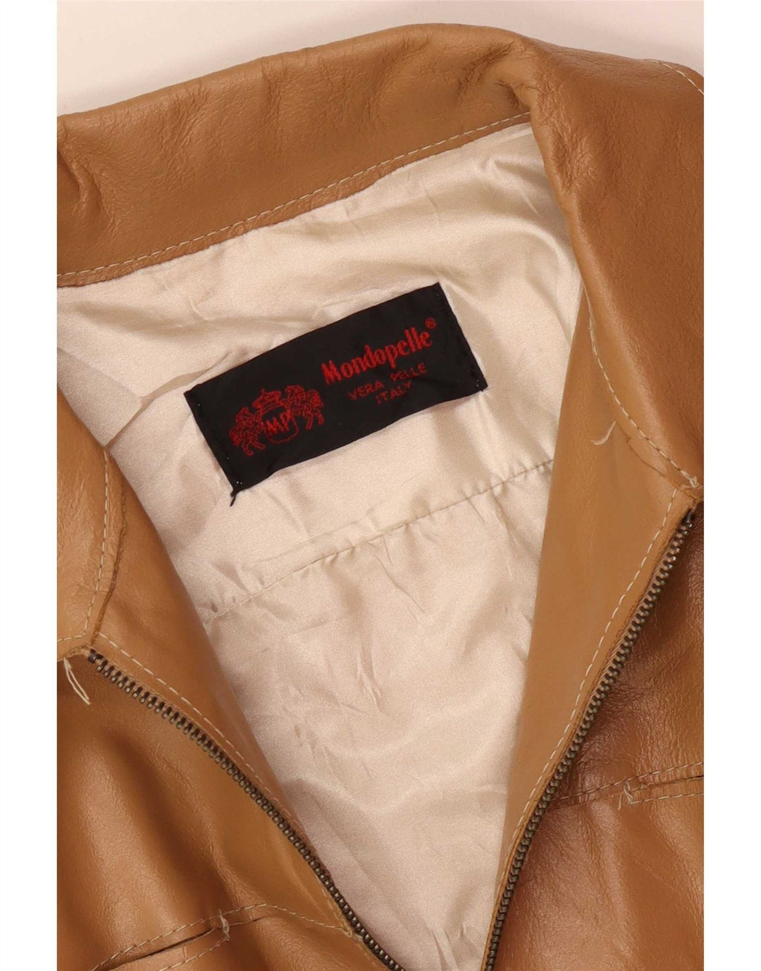 Vintage Damen Lederjacke UK 8 Small Beige