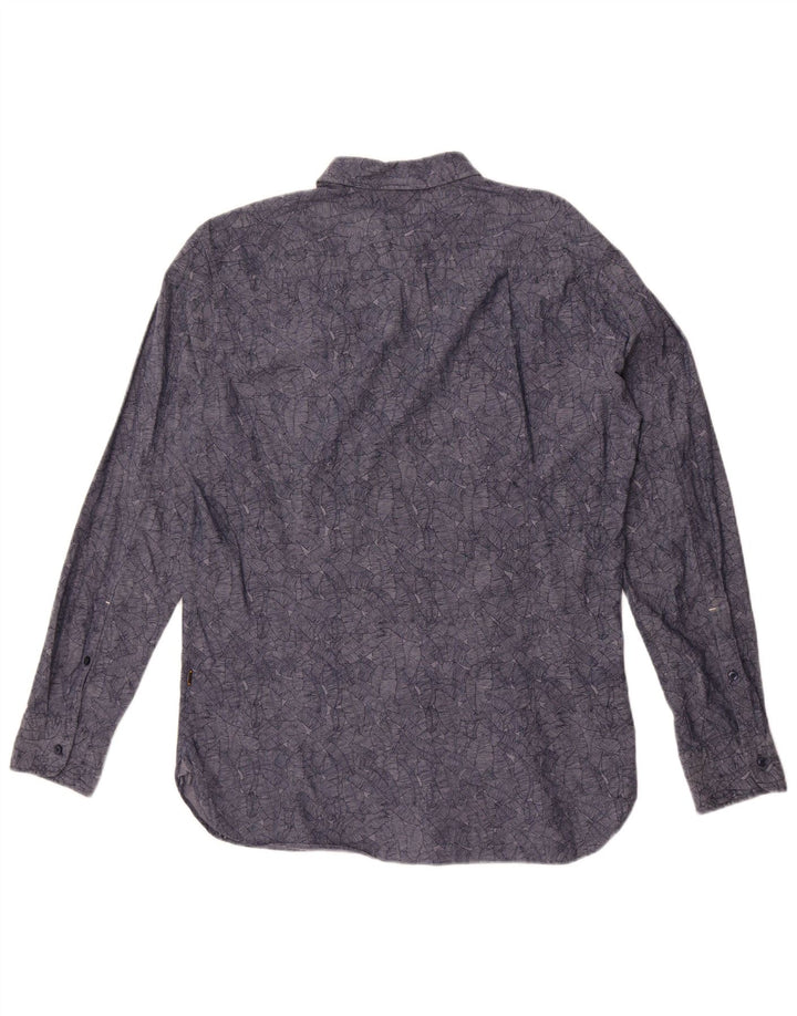 Hugo Boss Herrenhemd, groß, marineblau, geblümt, Baumwolle